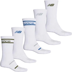 Mens New Balance Performance Training Crew Socks 5 Pair White Size 6 - 12.5 - Picture 1 of 7