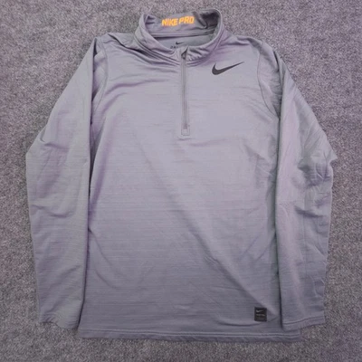 耐克 Pro Warm 男式 1/4 拉链贴合 Dri-FIT 套衫灰色 L 码 838052-065 — 第 1/4 张图片