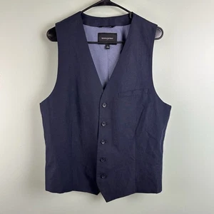 BANANA REPUBLIC gilet vintage misto lino cotone bottoni davanti senza maniche blu LG - Foto 1 di 10