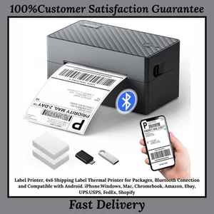 4x6 Thermal Label Printer – Bluetooth Shipping Printer for iOS, Android, PC - Picture 1 of 8