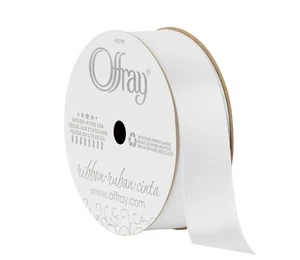 Offray Band, weiß 7/8 Zoll einseitiges Satin Polyester Band, 18 Fuß - Bild 1 von 10
