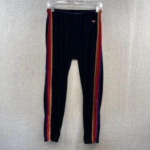 Pantalones deportivos de terciopelo a rayas Aviator Nation 5 para mujer azul medio cordón oscuro EE. UU. - Imagen 1 de 16