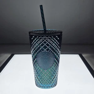 Starbucks 2021 Holiday Christmas Dark Green Jeweled Tumbler Cold Cup 16oz EUC - Bild 1 von 7