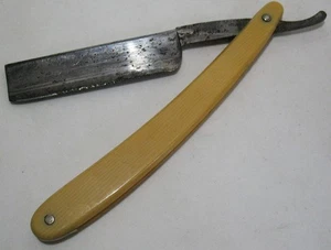 Antique Plain Celluloid Handled Straight Razor Unmarked by Manufacturer - Foto 1 di 9