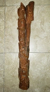 Corteza de madera tallada a mano mago cabeza nudo grande de colección 30" de largo hada caprichosa - Imagen 1 de 22
