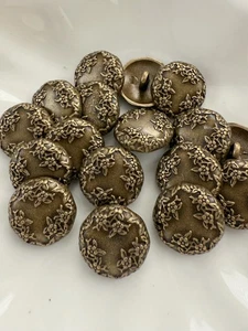 10PC Antiqued Bronze Leave Flowers Metal Buttons with Shank 17mm - Picture 1 of 3