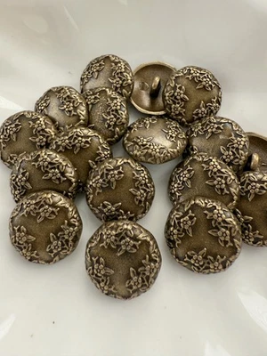 10PC Antiqued Bronze Leave Flowers Metal Buttons with Shank 17mm - Image 1 of 3