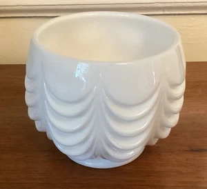 Vaso ciotola vetro latte drappeggiato Fostoria White Swag Lincoln anni '30 - Foto 1 di 4