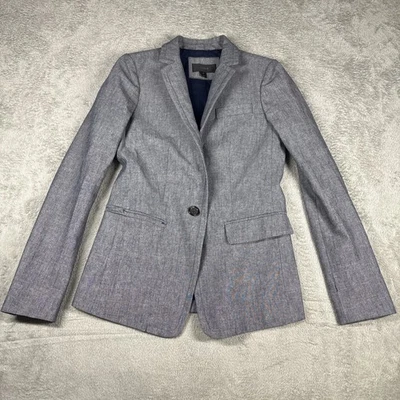 Blazer para mujer J Crew gris claro tejido 100 % algodón con un botón talla 00 Foto 1 de 4