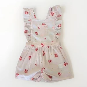 Purebaby Girls Sz 2 (18–24M) Romper Overalls Ruffle, Straps, Floral, 100% Cotton - Picture 1 of 4