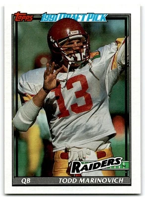 1991 Topps Todd Marinovich Rookie Los Angeles Raiders #83 - Image 1 of 2