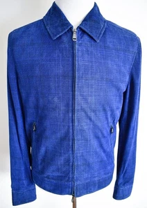 $6730 BRIONI Blue Thin Soft Perforated Suede Jacket Coat Size 56 Euro 2XL XXL - Picture 1 of 12