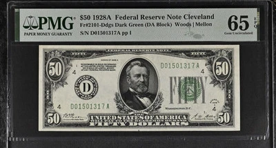 RSM 1928A $50 Federal Reserve Note (Cleveland/D, SN. D01501317) PMG 65 *GEM* - Image 1 of 2