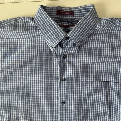 Camisa de vestir Nordstrom para hombre azul a cuadros manga larga con botones talla 18-35 usada en excelente estado Foto 1 de 4