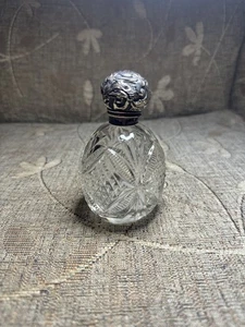 Vintage Silver Topped Cut Glass Scent Bottle - Foto 1 di 3