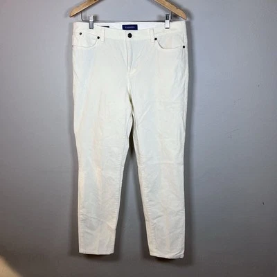Pantalones de mezclilla para mujer Talbots blancos ajustados al tobillo talla 10 tiro medio pana brillante Foto 1 de 4