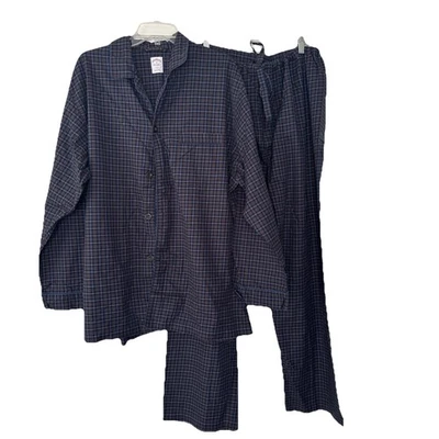 Conjunto de pijama Brooks Brothers azul marino a cuadros cordón cintura talla XL 💯 algodón Foto 1 de 4