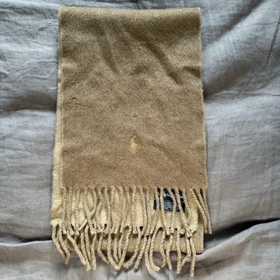 Bufanda Polo Ralph Lauren Vintage 80% Lana de Cordero Marrón Claro Años 90 Hecha en Italia 62x10 Foto 1 de 4