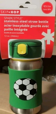 Taza Skip Hop para niños pequeños con chispas de paja de acero inoxidable botella de paja fútbol Foto 1 de 2