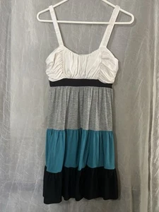 Candies Dress Size M " Gypsy's Dream" Black Gray Turquoise Cream Sundress - Picture 1 of 4
