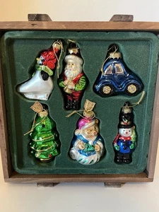 Thomas Pacconi Classics 2002 Glas Weihnachtsschmuck 6 mundgeblasene Holzkisten - Bild 1 von 5