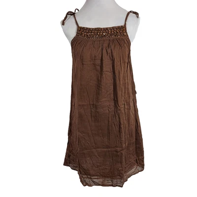Calypso St. Barth Mini Ann Marie Dress size Small Brown Tie Shoulder Lined NWT - Image 1 of 4