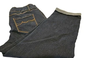 Cato dark wash capris elasticizzato 3 bottoni vita alta taglia 14 polsini - Foto 1 di 3