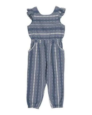 TOMMY BAHAMA Toddler Girl 4T Navy Blue Jacquard Jumpsuit NWT - Image 1 of 2