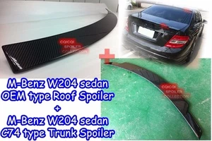 Carbon BENZ 08~14 W204 C Sedan V type trunk spoiler + OE type roof spoiler ◎ - Picture 1 of 6