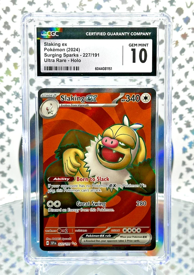 CGC 10 Slaking EX 227/191 Surging Sparks Full Art Ultra Rare Pokemon Card - Image 1 of 1