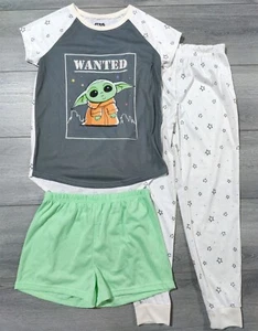 Girls Large 10-12 Star Wars Baby Yoda 3-Piece Lightweight Pajama Shirt Pant PJs - Picture 1 of 5