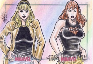 2013 Women of Marvel Series 2 Sketch Card Sumbing Gwen Mary Jane