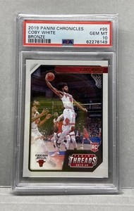 Coby White Rookie 2019 Panini Chronicles Threads Bronze PSA 10. #95. Bulls.