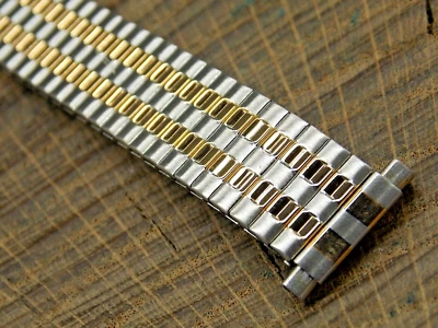 Correa de reloj vintage DeBeer NOS sin usar expansión 2 tonos acero inoxidable 12 mm-16 mm Foto 1 de 4