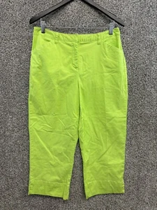 Style & Co Lime Green Wide Leg Cropped Pants Twill Stretch Women's Size 8 - Picture 1 of 8