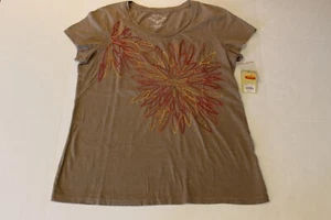 Camiseta Top Sonoma Life+Style Floral Con Cuentas y Bordada Talla L Tostada Floral - Imagen 1 de 4