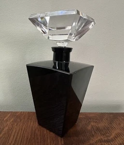 Vintage Art Deco 6” Black & Clear Crystal Perfume Bottle- West Germany Label - Picture 1 of 23