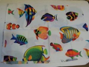 Vintage Tropical Fish quilting cotton fabric 16" L X 44 QUILTING - Picture 1 of 4