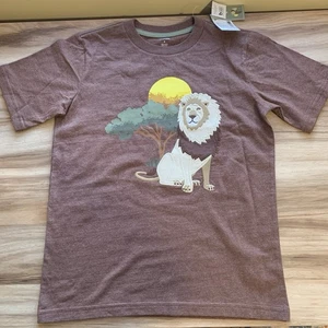 Gymboree Boys Kids Embroidered Lion Graphic T-Shirt Tee Top Cotton Zoo Patchwork - Picture 1 of 14