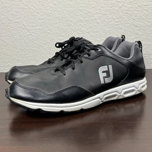 FootJoy Golf Spikeless Shoes Mens 12 M Black Leather Softt Spikes FJ 56830 - Picture 1 of 9