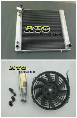 Radiador de aluminio 62 mm 3 filas + ventilador para Jaguar 3,8 L XKE E-Type serie 1 1961-1967 Foto 1 de 4