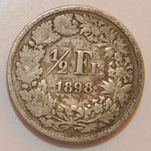 1898 Switzerland  1/2 Franc Silver - Picture 1 of 2