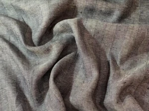 Navy Blue Herringbone 100% Linen Fabric - Heavy Weight - Picture 1 of 2