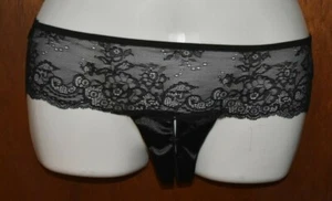 Black Rene Rofe Sexy Ouvert Panty Bow Tie Back S M Small Medium - Picture 1 of 5