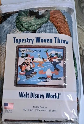 Walt Disney World Tapestry Woven Throw Blanket  60" x 50”- NEW 2010  - Image 1 of 4
