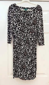 RALPH LAUREN dress, size 8, cream with black & brown swirl, Excellent condition - Picture 1 of 5