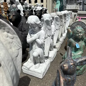 New Concrete Angel With Cross Garden Statue 21” X 8” W - Picture 1 of 8
