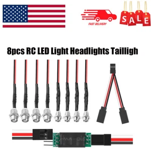 8 pz Fari Luci Led Rc Fanali Posteriore Aux Channel Kit Interruttori On/Off per Rc - Foto 1 di 8