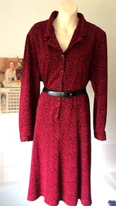 Vintage Carr & Westley wine button front/ belted tea dress jersey like ~ 22 - Picture 1 of 8