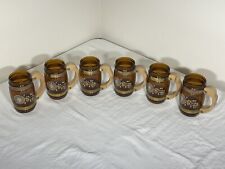 Set of 6 Vintage Siesta Ware Western Themed Barrel Mugs Wood Handles